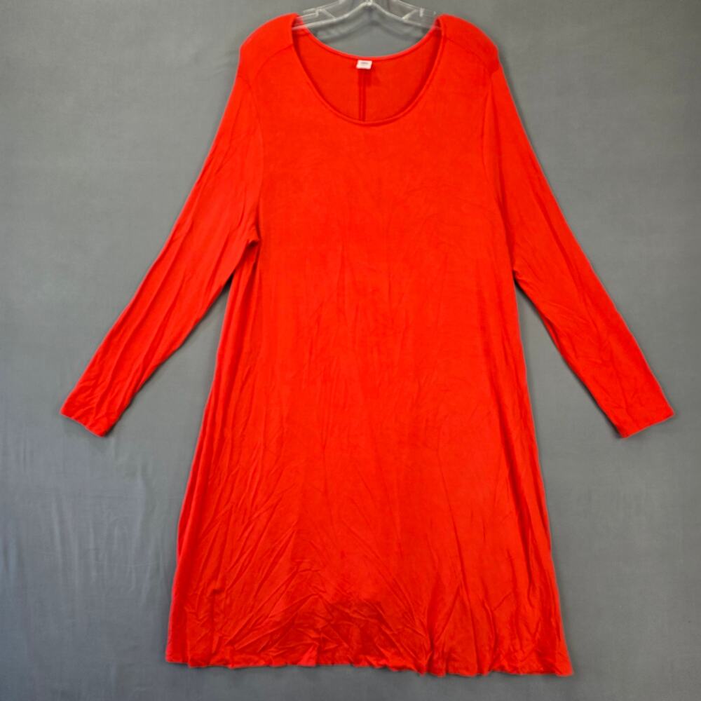 Old Navy Orange Dress Stretch Casual Midi Shift Long Sleeves Womens Plus Size 1X